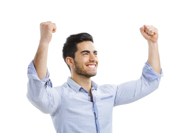 Successful young man with arms open — Stock Photo, Image