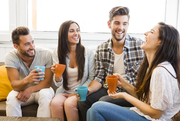 Bertemu dengan teman-teman di kedai kopi lokal — Stok Foto