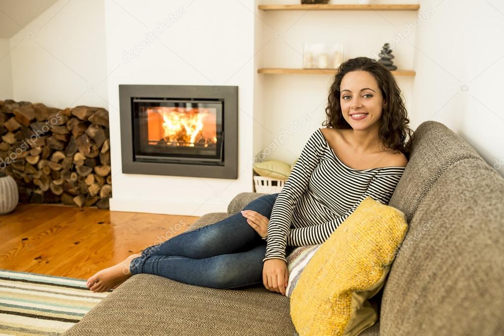 Beautiful woman in the living room