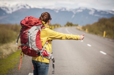 Backpacker turist macera için hazır