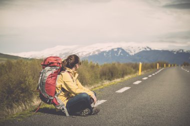 Backpacker turist macera için hazır