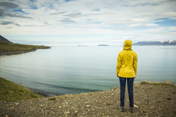 Frau beim Betrachten einer wunderschönen Landschaft — Stockfoto