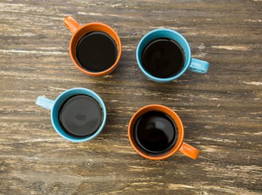 Cups of coffee over a table