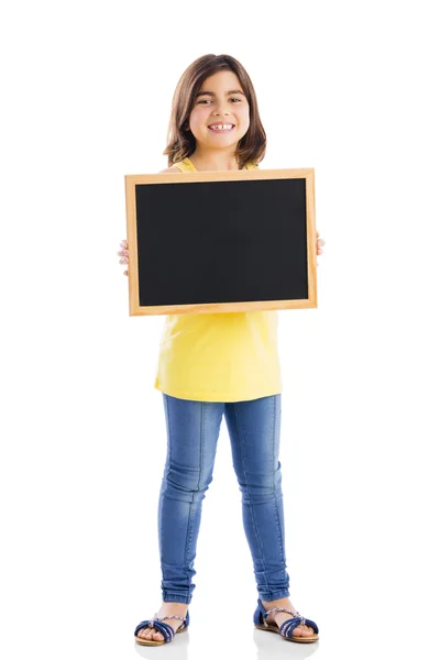 女孩抱着黑板 — 图库照片