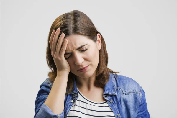 Woman feeling a awful headache — Stock Photo, Image