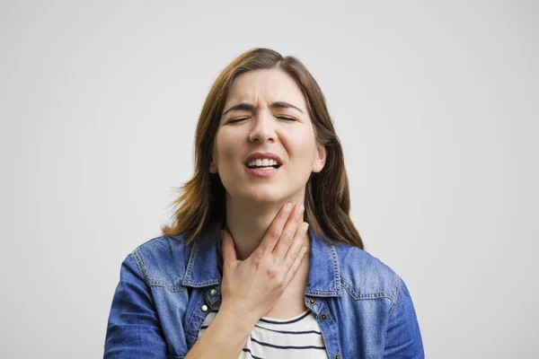 Frustrated woman in pain — Stock Photo, Image