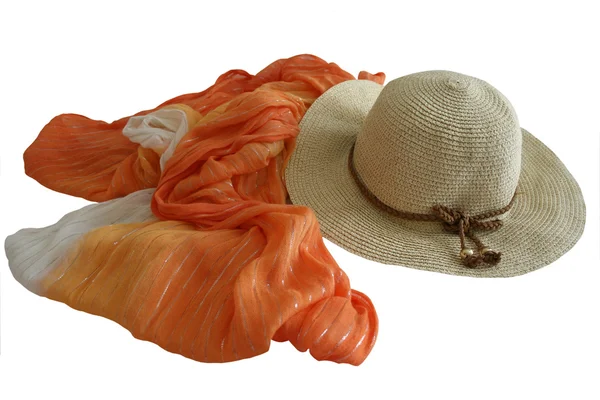 Summer hat and scarf — Stock Photo, Image