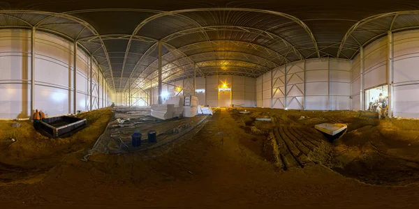 Inomhus konstruktion webbplats Sfäriskt panorama. — Stockfoto
