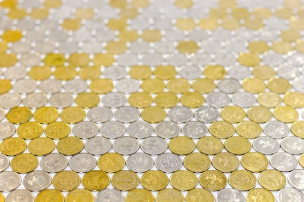 One Russian Rubl Coins Flat Tile Background Selective Focus Perspective — Stock Photo, Image