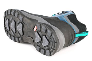 İzole edilmiş mavi kış üç çeyrek spor ayakkabı ya da çizme beyaz arka planda izole, yan yattı