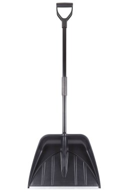 Beyaz arka planda izole edilmiş büyük plastik kar küreği - ön tarafta