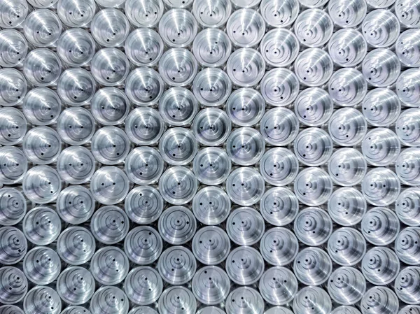 Glänsande stål industriella produktionsdelar - närbild med full ram mosaik mönster — Stockfoto
