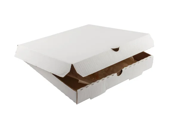 Caja de pizza cerrada comido vacío aislado sobre fondo blanco — Foto de Stock