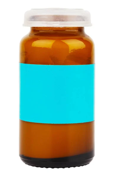 Pequeno jarro de vidro marrom de pomada médica - isolado — Fotografia de Stock
