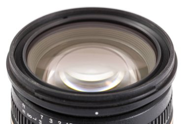 mid 2000s DSLR camera lens front element closeup view