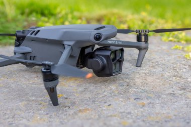 DJI Mavic 3 Pro drone landed on a concrete surface during the daytime in Sokuluk, Kyrgyzstan - May 7, 2024