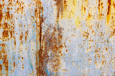 White Faded painted metal with rust spots texture and background