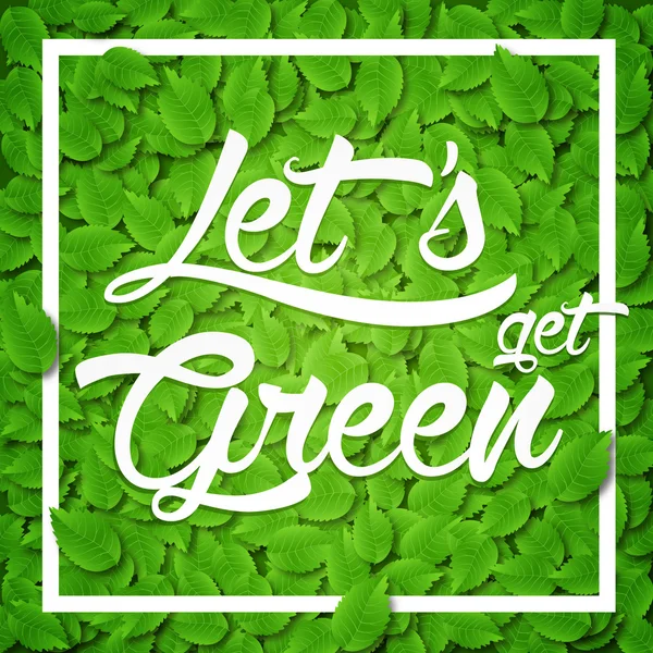 Зеленые листья фона с белой рамкой и мотивационным текстом каллиграфии — стоковое фото