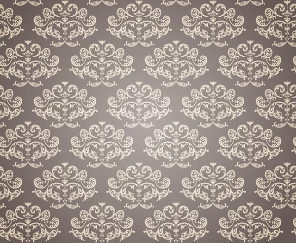 Барокко винтажный цветочный бесшовный узор - коричневый и обнаженный классический фон — стоковый вектор