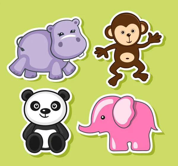 Jungle animals icons set. — Stock Vector