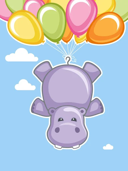 Cartão de saudação Hippo —  Vetores de Stock