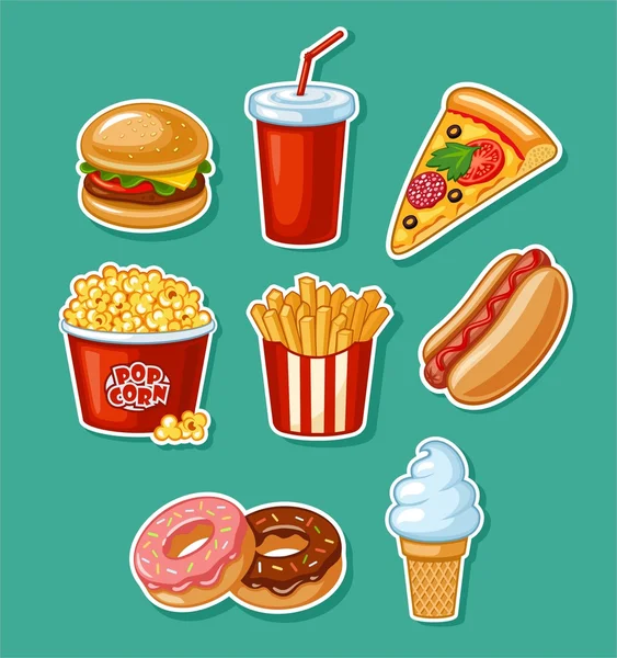 Set van fast food pictogrammen. — Stockvector