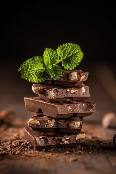 Шоколадні шматочки з м'ятою — стокове фото