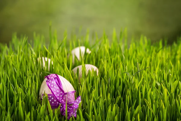 Ovos de páscoa de madeira — Fotografia de Stock