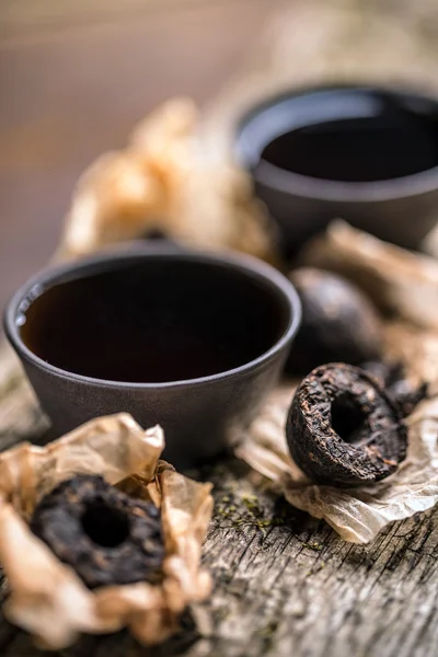 Geperste pu-erh thee — Stockfoto