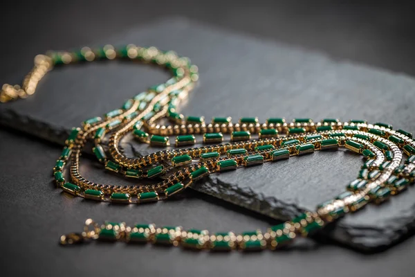 Necklace with green stones — Stock Photo, Image