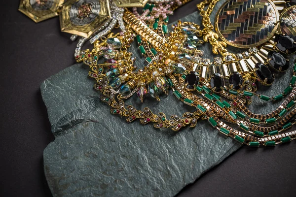 Woman shiny necklaces — Stock Photo, Image