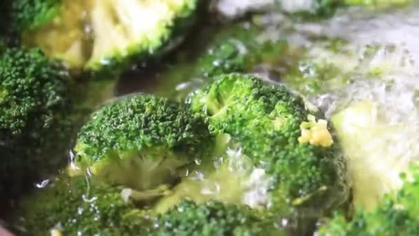 Sopa de brócoli en la olla hervir — Vídeo de stock