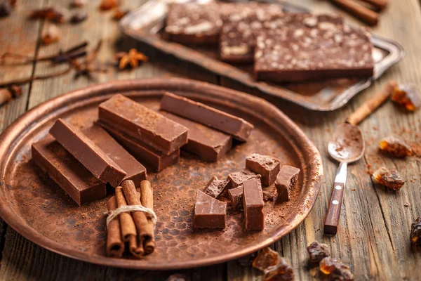 Barras de chocolate caseras — Foto de Stock