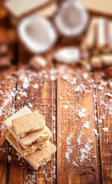 Wafer with white chocolate — Stock Photo, Image