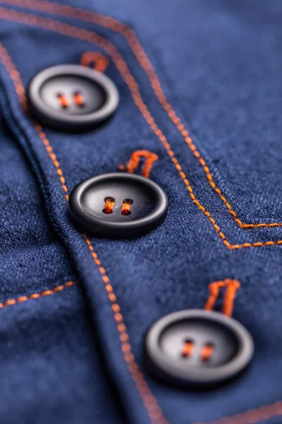 Buttons on denim skirt — Stock Photo, Image