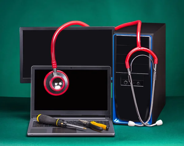 Laptop and pc computer — Stock Photo, Image