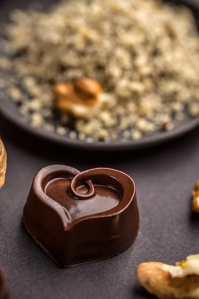 Szív alakú csokoládé praliné Stock Kép