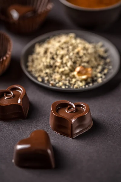 Pralina al cioccolato a forma di cuore — Foto Stock