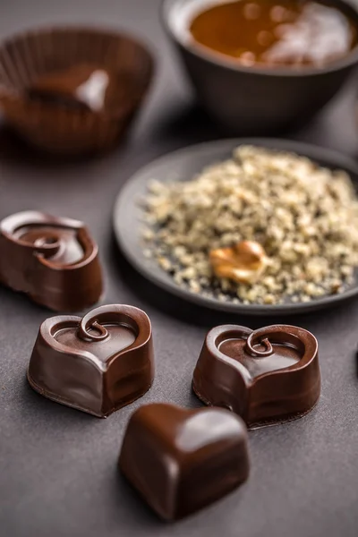 Caramelle al cioccolato a forma di cuore — Foto Stock