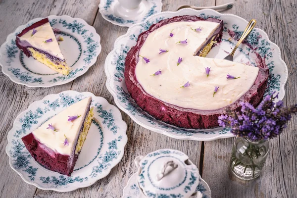 Postre de tarta de queso con arándanos —  Fotos de Stock