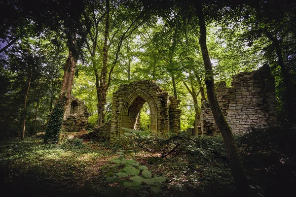 Ruines de pierre dans une forêt — Photo