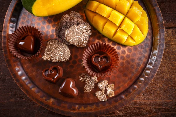 Heart shaped chocolate praline — Stock Photo, Image