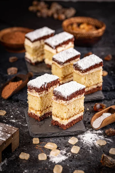 Set of mini layered cake bites Royalty Free Stock Images