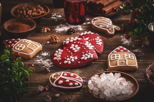 Glazed gingerbread homemade cookies — Stock Photo, Image