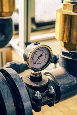 Pipes with water pressure sensors. Many pipes, manometer and tubes