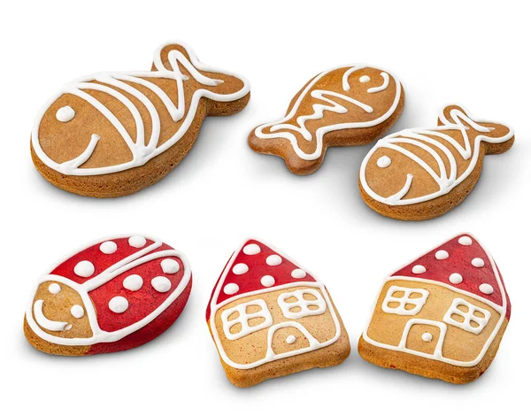 クリスマスのジンジャーブレッドクッキーのセット — ストック写真