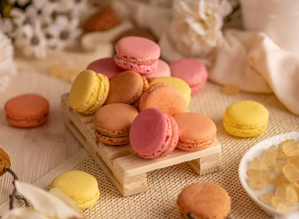 Macarrones Franceses Galletas Merengue Ligeras Aireadas Delicadas —  Fotos de Stock