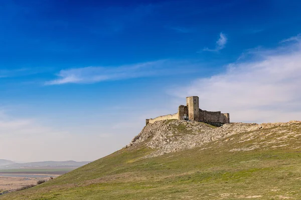 View Enisala Fortress Dobrogea Romania Amazing Landscape Medieval Fortress Sitting — Stock Photo, Image