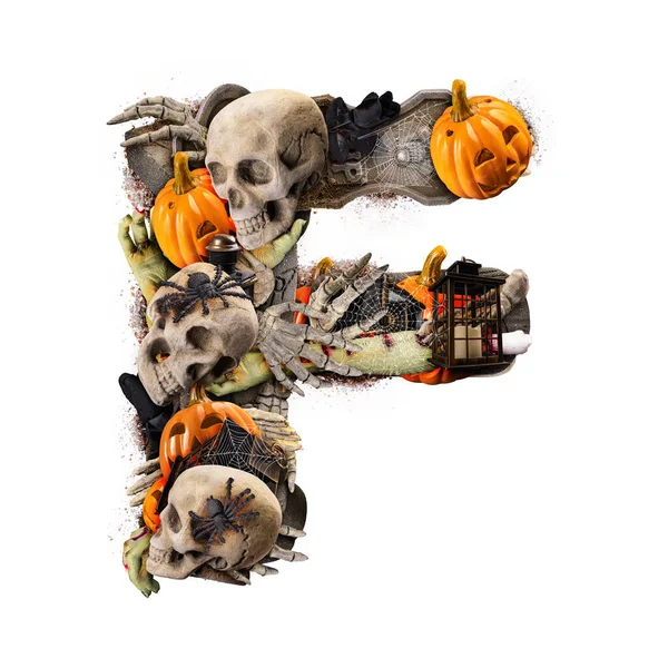 Písmeno Odrůdy Halloween Objekty Izolované Bílém Pozadí — Stock fotografie