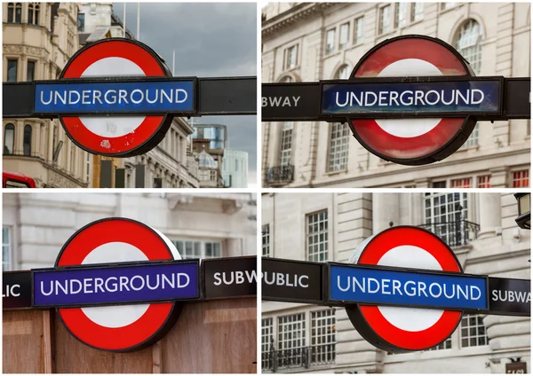 Set of underground station sign — Stock Photo, Image